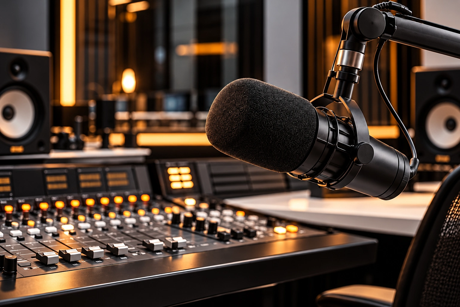 Microphone in a radio studio